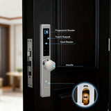 Buckko Locks Smart Knob Lock for Internal Doors Fingerprint PIN RFID App Key Silver