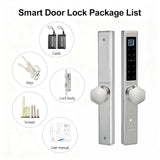 Buckko Locks Smart Knob Lock for Internal Doors Fingerprint PIN RFID App Key Silver