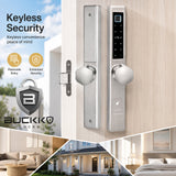 Buckko Locks Smart Knob Lock for Internal Doors Fingerprint PIN RFID App Key Silver