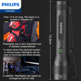 Philips Rechargeable LED Flashlights High Lumens, Adjustable Focus, 1000 Lumens Bright Powerful Handheld Flash Light, 5 Modes Flash Lights for Camping, Emergency, Hiking, Black SFL3601R