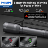 Philips Rechargeable LED Flashlights High Lumens, 1200 Lumens Bright Powerful Tactical Handheld Flash Light, 5 Modes IPX5 Waterproof Flash Lights for Camping, Emergency, Hiking, Black SFL5805R