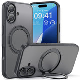 BUCKKO Metal 360° Rotate Stand Protective Case With MagSafe for iPhone - iPhone 16 Pro Max / Black