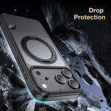 BUCKKO Metal 360° Rotate Stand Protective Case With MagSafe for iPhone - iPhone 16 Pro Max / Black