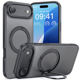BUCKKO Metal 360° Rotate Stand Protective Case With MagSafe for iPhone - iPhone 16 Pro Max / Black