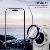 BUCKKO Camera Lens Protector Tempered Glass for iPhone - iPhone 16 Plus / Black