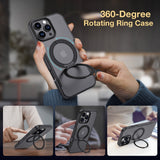 BUCKKO Metal 360° Rotate Stand Protective Case With MagSafe for iPhone - iPhone 16 Pro Max / Black
