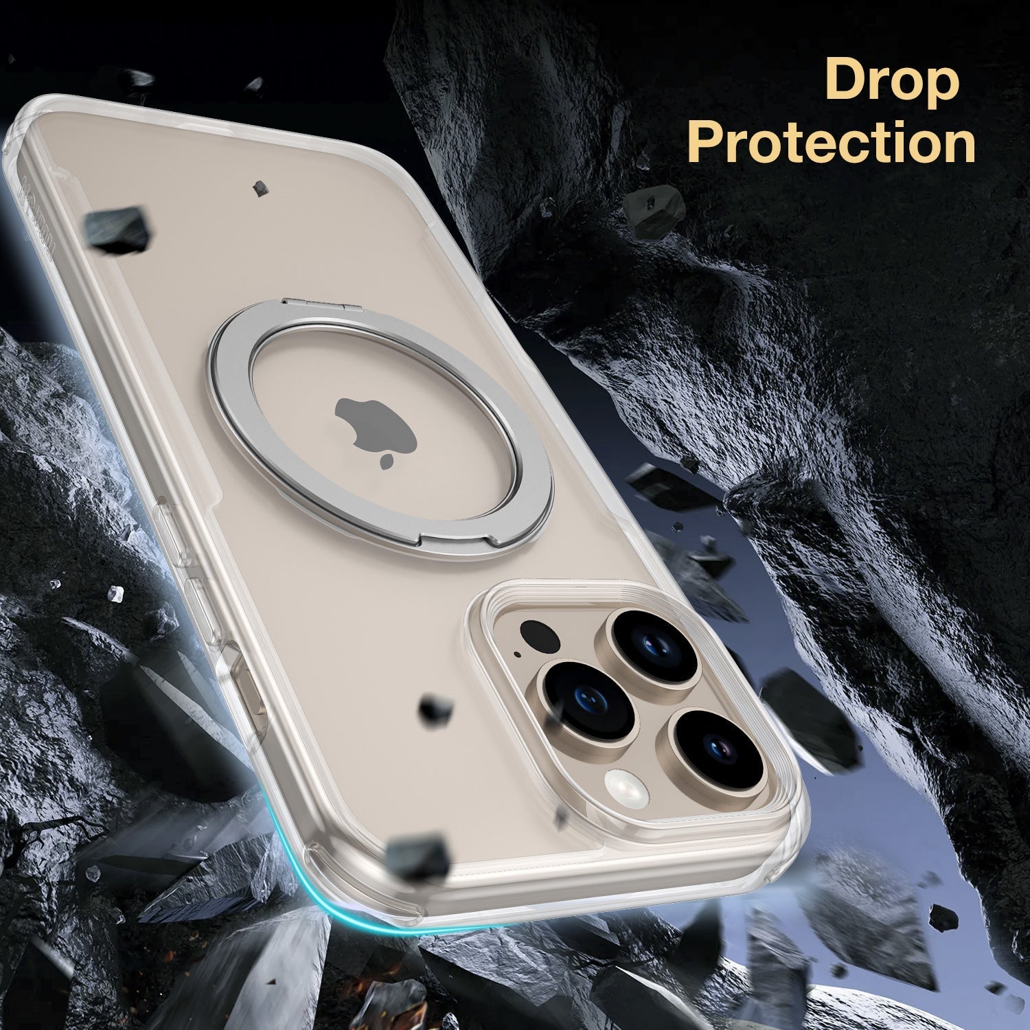 BUCKKO Metal 360° Rotate Stand Protective Case With MagSafe for iPhone - iPhone 16 Pro Max / Black