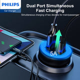 Philips QC+PD Car Charger with USB-C to Lightning Cable (DLP2521L)