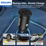 Philips Dual USB-A Port Car Charger with USB-C Cable (DLP2510T)