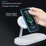 BUCKKO 5 in 1 Wireless Charging Station Compatible with Magsafe Qi | iPhone | iWatch |Airpod Charging Station| Nightlight (White,Black)