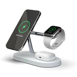 BUCKKO 5 in 1 Wireless Charging Station Compatible with Magsafe Qi | iPhone | iWatch |Airpod Charging Station| Nightlight (White,Black)