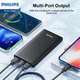 Philips Mobile Battery Power Bank 10,000mAh PD High capacity Lightweight Fasr-charging Two USB ports for simultaneous charging of two devices Compatible with various iPhone iPad Android DLP1813