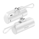 Philips Mini Portable Charger for iPhone 15/16 and Samsung with Cable Port and Plug, 4800mAh Power Bank DLP2550CW