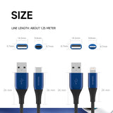 Nokia Pro Cable P8201A Combo (Blue) - Lightning & Type C cable (1.25m)