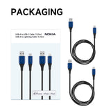 Nokia Pro Cable P8201A Combo (Blue) - Lightning & Type C cable (1.25m)