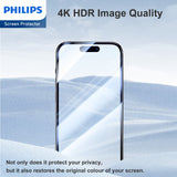 Philips HD Clear Glass Screen Protector Film for iPhone 15 Plus, Tempered Glass Explosion-proof Nano Coated Filter Anti-Oil Anti-Shatter Anti-Fingerprint Full Coverage Hardness 9H DLK1208