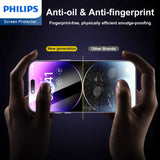 Philips HD Clear Glass Screen Protector Film for iPhone 15 Pro, Tempered Glass Explosion-proof Nano Coated Filter Anti-Oil Anti-Shatter Anti-Fingerprint Full Coverage Hardness 9H DLK1209