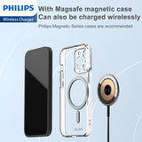 Philips Magnetic Wireless Charger Magsafe, 2m Type C Qi 15W Fast Charging wireless Charging Station Mag Wall Charger Pad for iPhone 14/13/12/AirPods Pro 2 Phone Black DLK3538Q