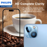 Philips Camera Lens Protector for iPhone 15/15 Plus, HD 360 Degrees Protection Tempered Glass Explosion-proof Screen Protector, Case Friendly No-Bubble HD Clear Camera Lens Screen Protector Anti-Scratch Anti-Fingerprint DLK5206