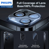 Philips Camera Lens Protector for iPhone 15 Pro/15 Pro Max, HD 360 Degree Protection Tempered Glass Explosion-proof Screen Protector, Case Friendly No-Bubble HD Clear Camera Lens Screen Protector Anti-Scratch Anti-Fingerprint DLK5207