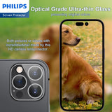 Philips Camera Lens Protector for iPhone 15 Pro/15 Pro Max, HD 360 Degree Protection Tempered Glass Explosion-proof Screen Protector, Case Friendly No-Bubble HD Clear Camera Lens Screen Protector Anti-Scratch Anti-Fingerprint DLK5207