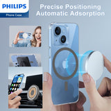 Philips Magnetic Case for iPhone 15, Anti-Scratch Ultra Crystal Clear Back Case with MagSafe, Shockproof Hard PC Back & Soft TPU, Non-Yellowing Full Bumper Protective Protection Phone Cover Case DLK6116TG