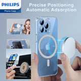 Philips Magnetic Case for iPhone 15 Pro, Anti-Scratch Ultra Crystal Clear Back Case with MagSafe, Shockproof Hard PC Back & Soft TPU, Non-Yellowing Full Bumper Protective Protection Phone Cover Case DLK6118TS