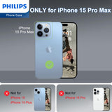 Philips Case for iPhone 15 Pro Max, Anti-Scratch Ultra Crystal Clear Back Case, Hard PC Back & Soft TPU, Non-Yellowing Full Bumper Protective Protection Phone Cover Case Anti-Slip Dustproof Shockproof DLK6119T