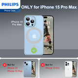 Philips Magnetic Case for iPhone 15 Pro Max, Anti-Scratch Ultra Crystal Clear Back Case with MagSafe, Shockproof Hard PC Back & Soft TPU, Non-Yellowing Full Bumper Protective Protection Phone Cover Case DLK6119TS