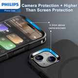 Philips iPhone 15 Armor Magnetic Case with MagSafe, Bumper Shell with Lanyards, Heavy Duty Dual-Layer Shockproof Drop Protection Phone Case for Men Women Anti-Slip Dustproof Shockproof - Black DLK6120B