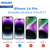 Philips HD Ceramic Screen Protector Film for iPhone 14 Pro, Nano Coated Hydrogel Screen Protector HD Clear Explosion-Proof Film, Anti-Oil Anti-Fingerprint Full Coverage Hardness 9H Anti-Shatter DLK7105