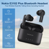 Nokia Wireless Earbuds, Bluetooth 5.3 Earphones In Ear with Dual ENC Noise Cancelling Mic,Touch Control, New Bluetooth Earbuds Deep Bass Stereo Sound, 20H Playtime Wireless Headphones, Black E3102Plus