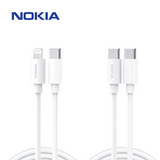 Nokia Essential Charging Cable E8100 Combo (1m) - USB-C to Lightning & C-C Cable