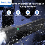 Philips Rechargeable LED Flashlights High Lumens, 1000 Lumens Bright Powerful Tactical Handheld Flash Light, 5 Modes IPX5 Waterproof Flash Lights for Camping, Emergency, Hiking, Black SFL3602R