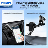 Philips 10W Qi Wireless Charging Car Mount, Auto-Clamping Phone Holder with Suction Cup Holder & Air Vent Clip for iPhone 14 13 12 11 Pro Max Xs, Samsung Galaxy S23 Ultra, etc DLK3532Q