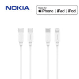 Nokia Essential Charging Cable E8100 Combo (1m) - USB-C to Lightning & C-C Cable