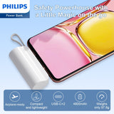 Philips Mini Portable Charger for iPhone 15/16 and Samsung with Cable Port and Plug, 4800mAh Power Bank DLP2550CW